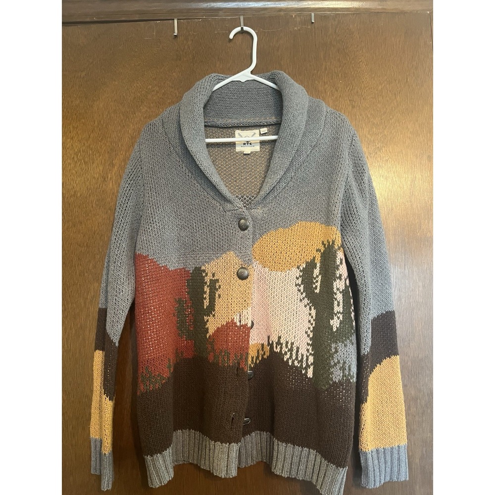 Cotton & Rye Outfitters Wms. Small Desert Cactus Grandpa Cardigan Sweater